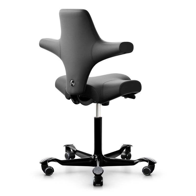 HAG Capisco 8106 Chair - Black Paloma Leather w/ Black Base