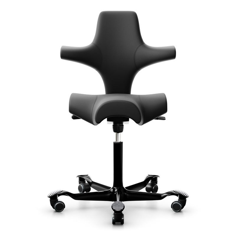 HAG Capisco 8106 Chair - Black Paloma Leather w/ Black Base