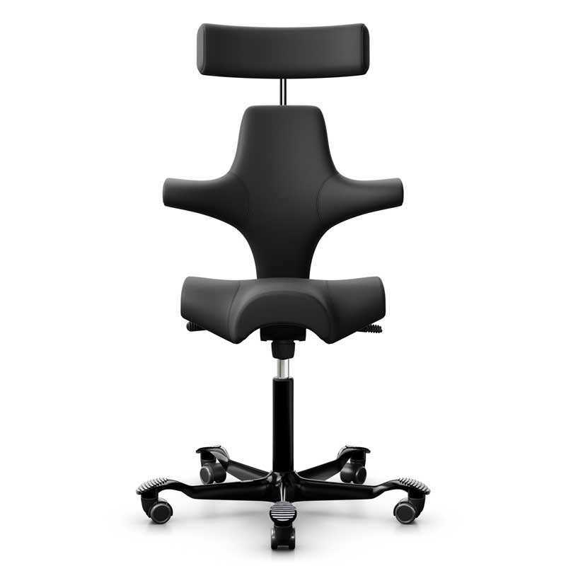 HAG Capisco 8107 Chair w/ Headrest - Black Paloma Leather