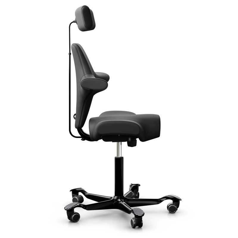 HAG Capisco 8107 Chair w/ Headrest - Black Paloma Leather