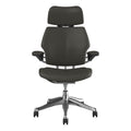 Humanscale Freedom Headrest - Charcoal Ticino Leather w/ Polished Frame