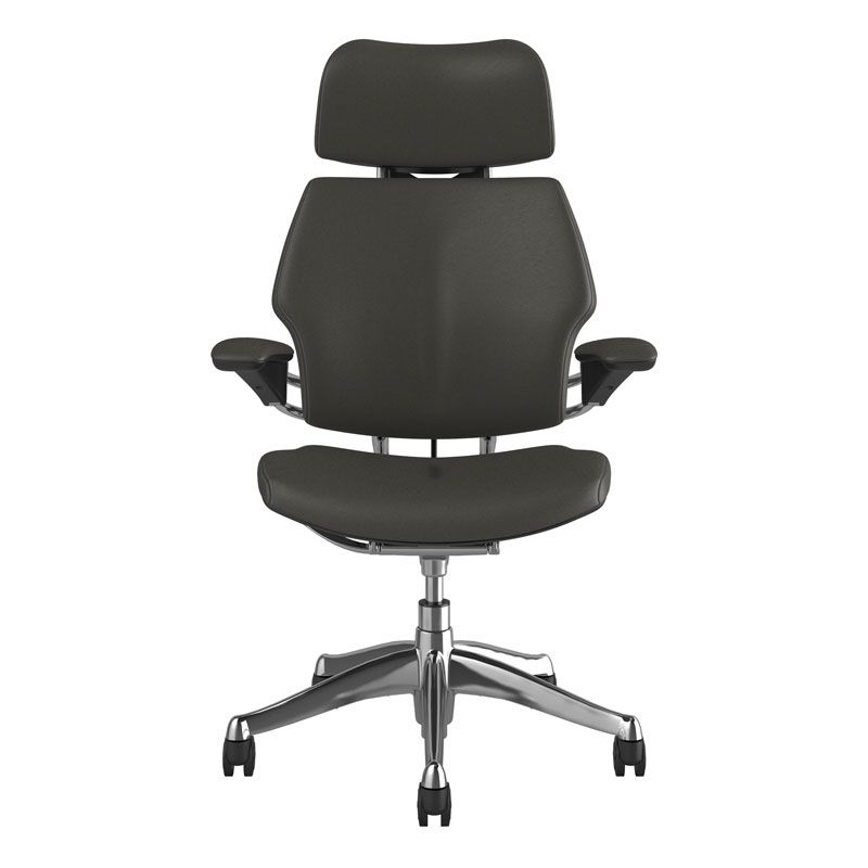 Humanscale Freedom Headrest - Charcoal Ticino Leather w/ Polished Frame