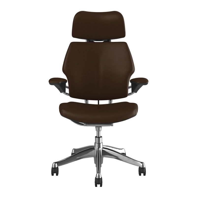 Humanscale Freedom Headrest - Brown Ticino Leather w/ Polished Frame