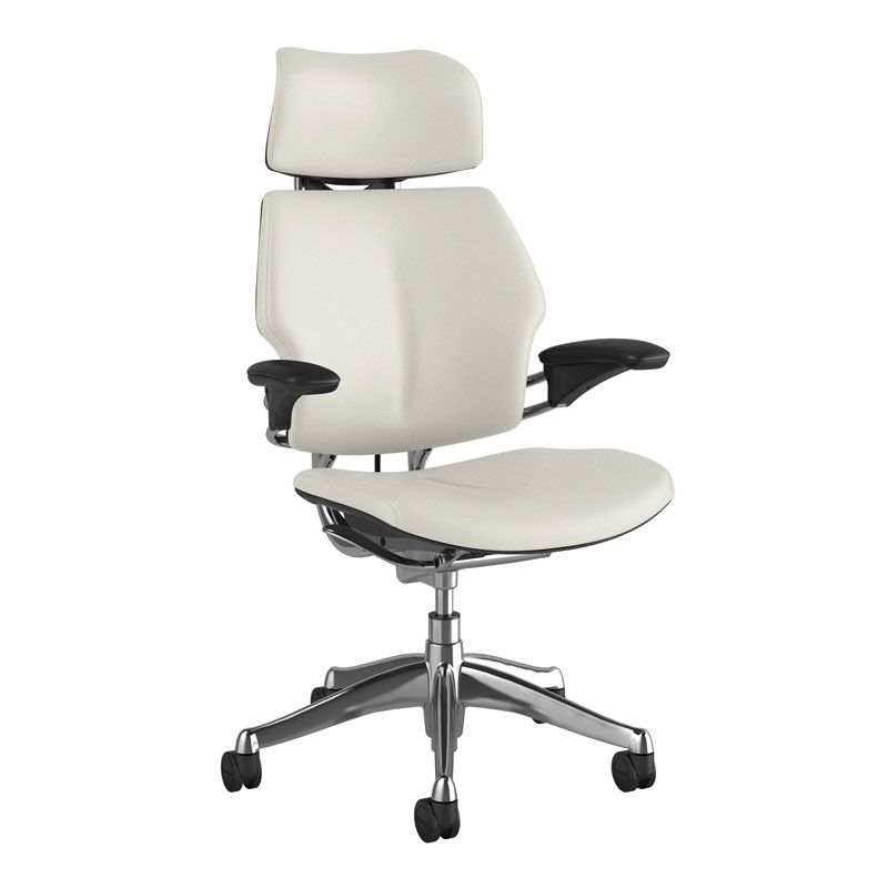 Humanscale Freedom Headrest Chair - Ticino Black Leather w/ Polished Frame