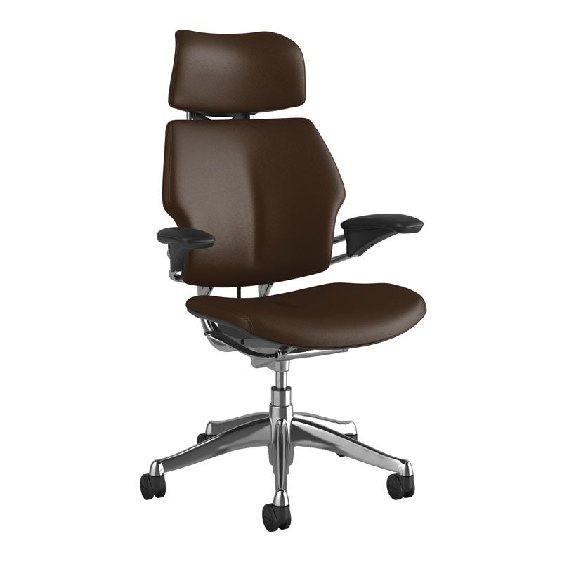 Humanscale Freedom Headrest Chair - Ticino Black Leather w/ Polished Frame