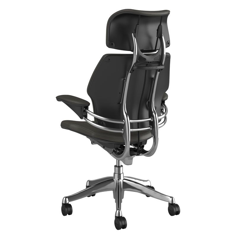 Humanscale Freedom Headrest - Charcoal Ticino Leather w/ Polished Frame