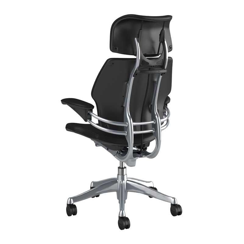 Humanscale Freedom Headrest Chair - Ticino Black Leather w/ Polished Frame