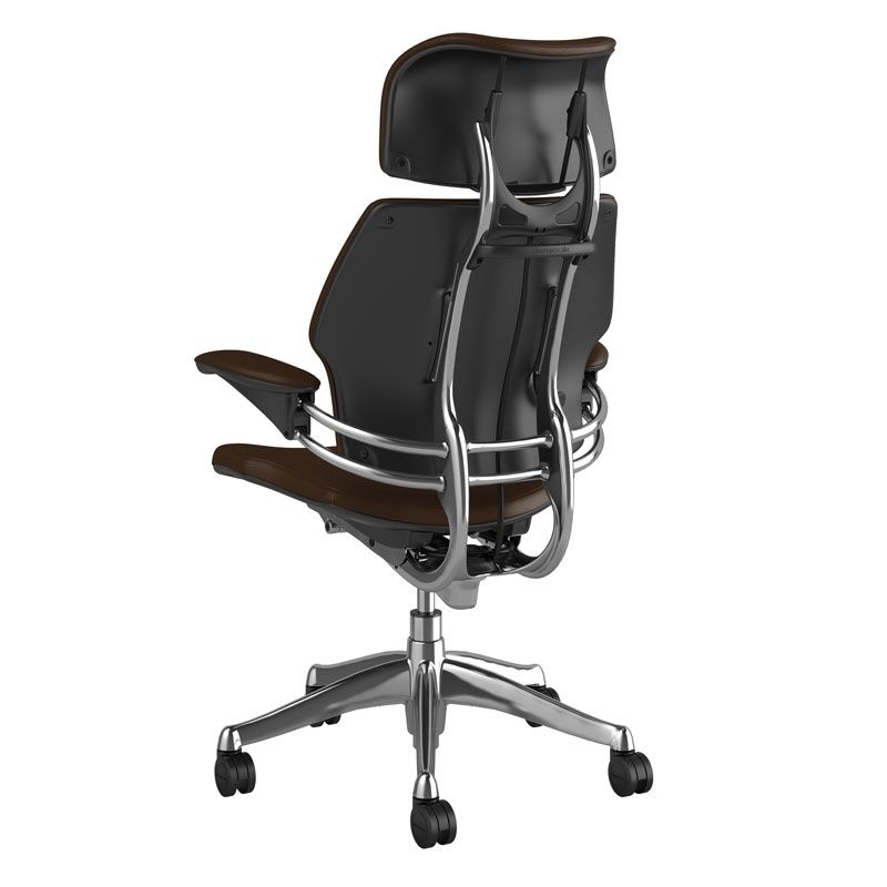 Humanscale Freedom Headrest - Brown Ticino Leather w/ Polished Frame