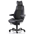 KAB Controller 24/7 Control Room Chair - Black Leather, Fabric Centre