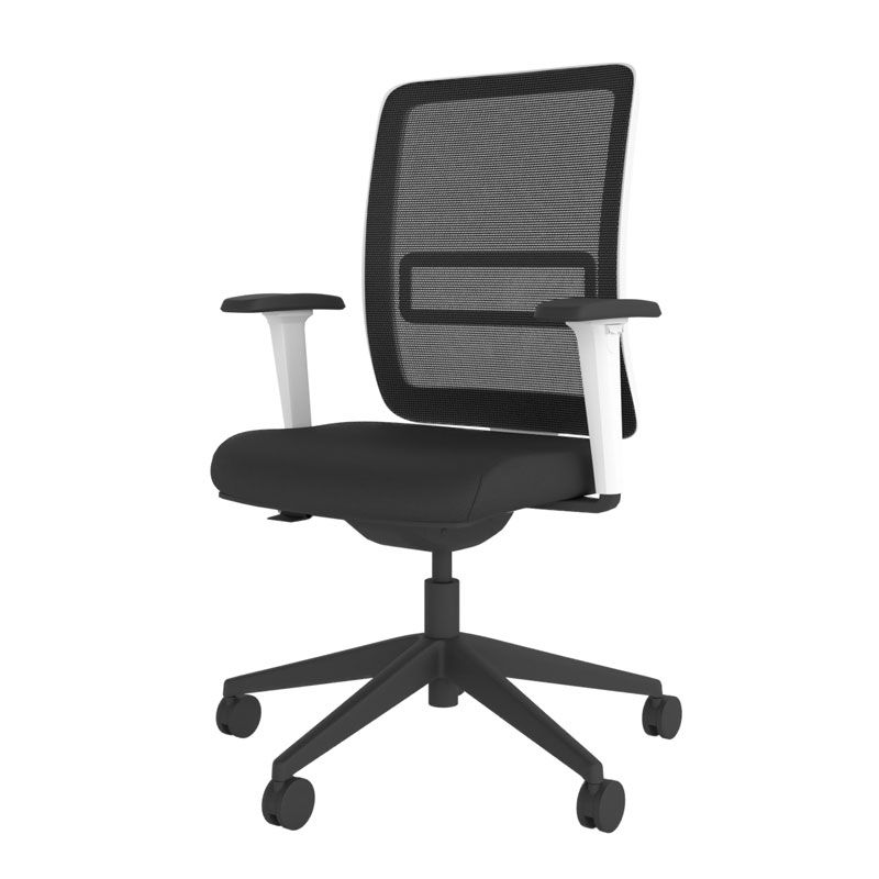 BackSaver Light Mesh Desk Chair - White Frame w/ Black Base
