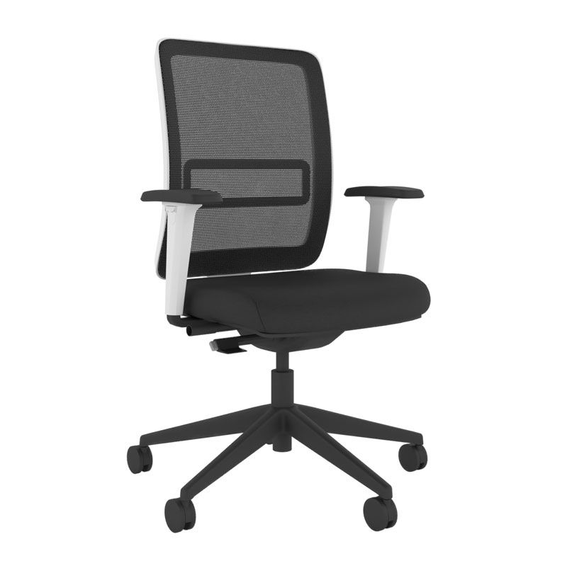 BackSaver Light Mesh Desk Chair - White Frame w/ Black Base