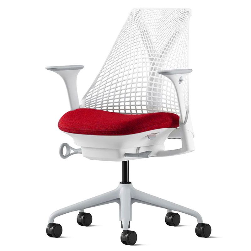 Herman Miller Sayl Chair - White Frame w/ Red Seat
