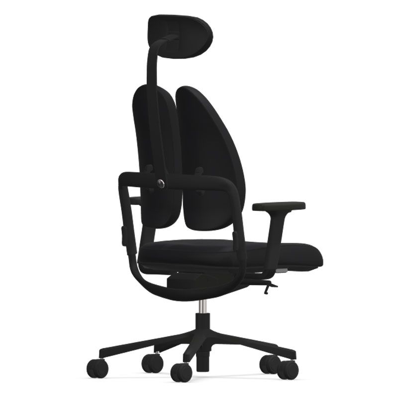 Grahl Duo Back Type 11 Office Chair w/ Headrest - Black Fabric & Base w/ 2D Armrests