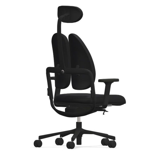 Grahl Duo Back Type 11 Office Chair w/ Headrest - Black Fabric & Base w/ 2D Armrests